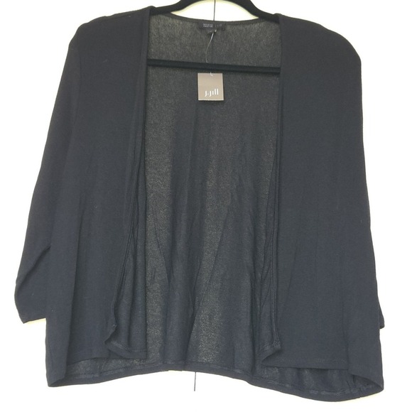 J. Jill Sweaters - J.Jill Rayon Blend Black Shrug Sz L Petite Open Front Drape Style ~NWT~